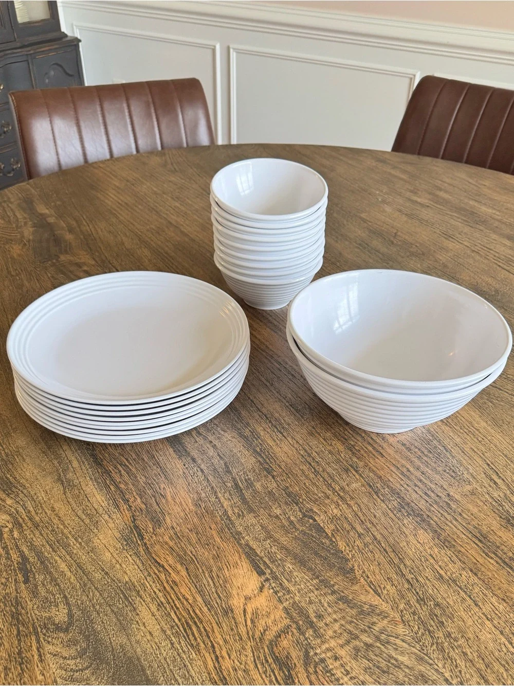Target Home Melamine Dinnerware Set 20 Pc White Ribbed Plates Bowls